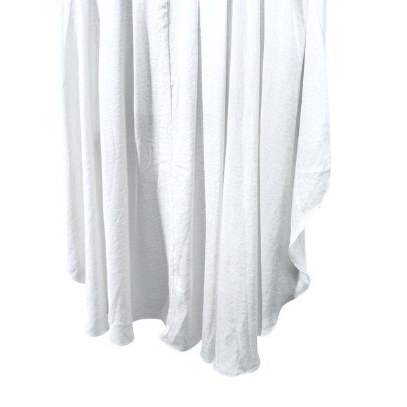 Cato Womens L White High-Low Ruffle Sleeve Top Flowy Blouse Stretch Round Neck - Picture 10 of 16